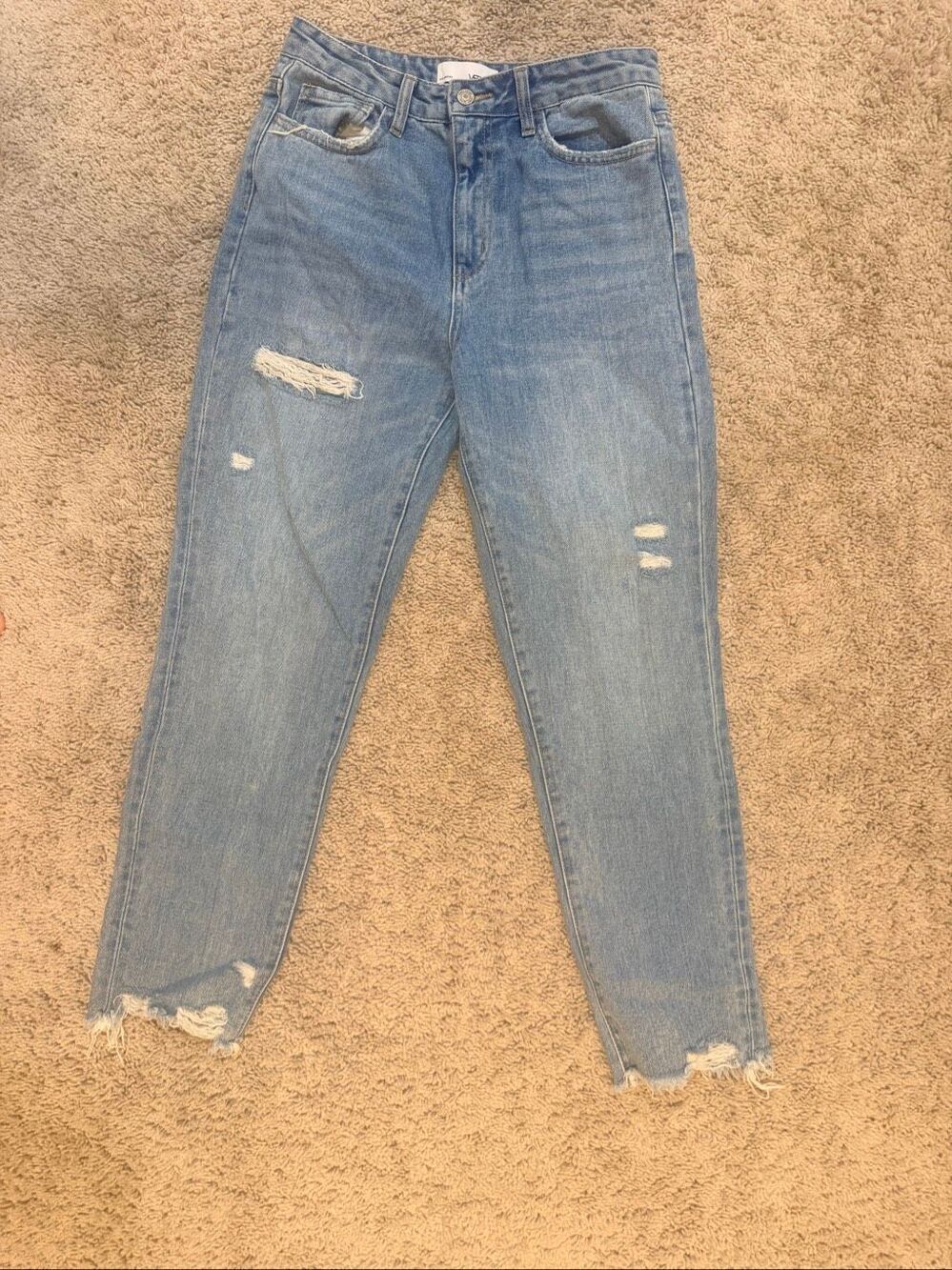 VERVET Distressed Light Wash Slim Fit Straight Leg Denim Jeans Size 26 / 2